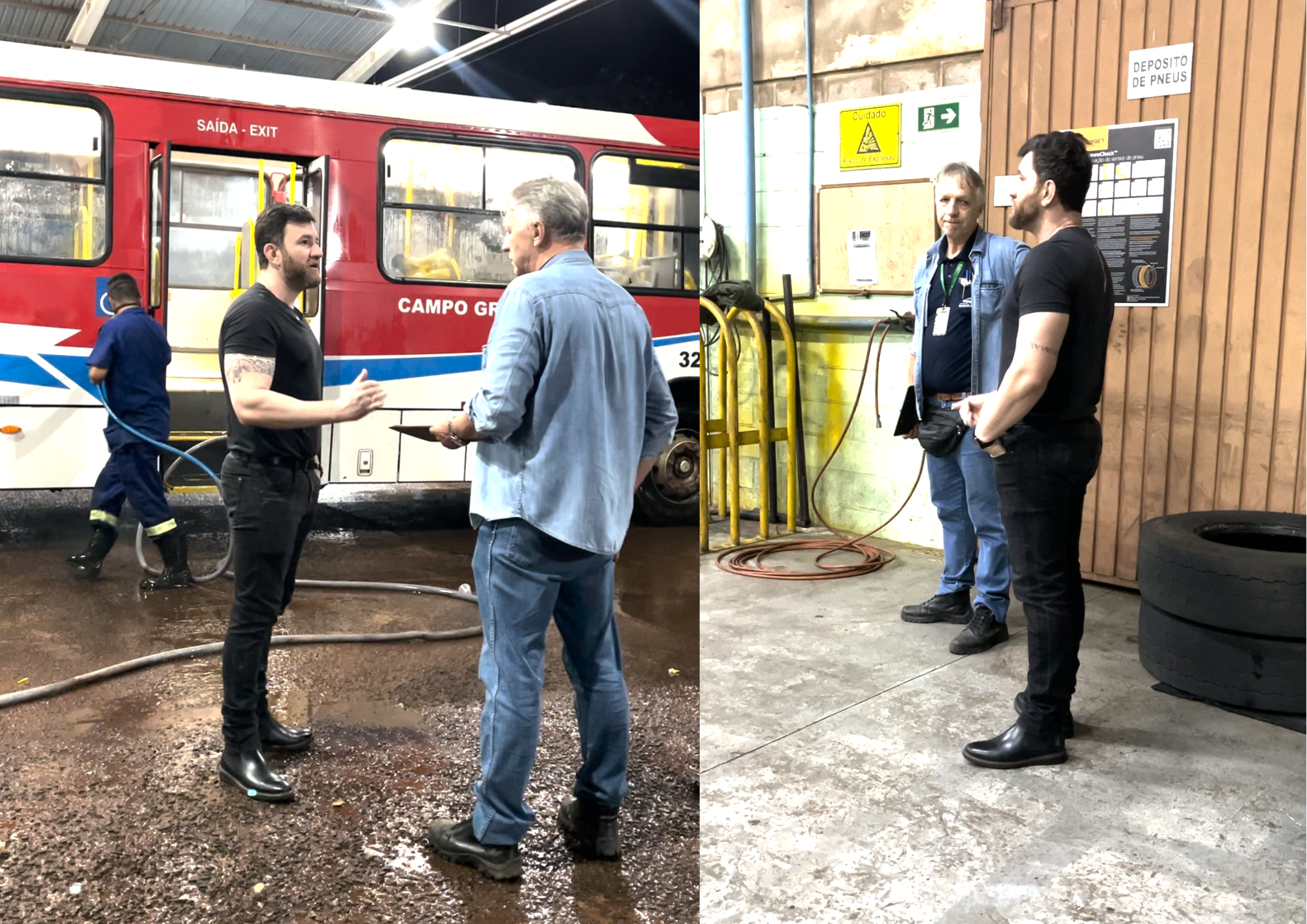 Vereador Maicon Nogueira realiza primeira inspeção na garagem do Consórcio Guaicurus, nesta madrugada